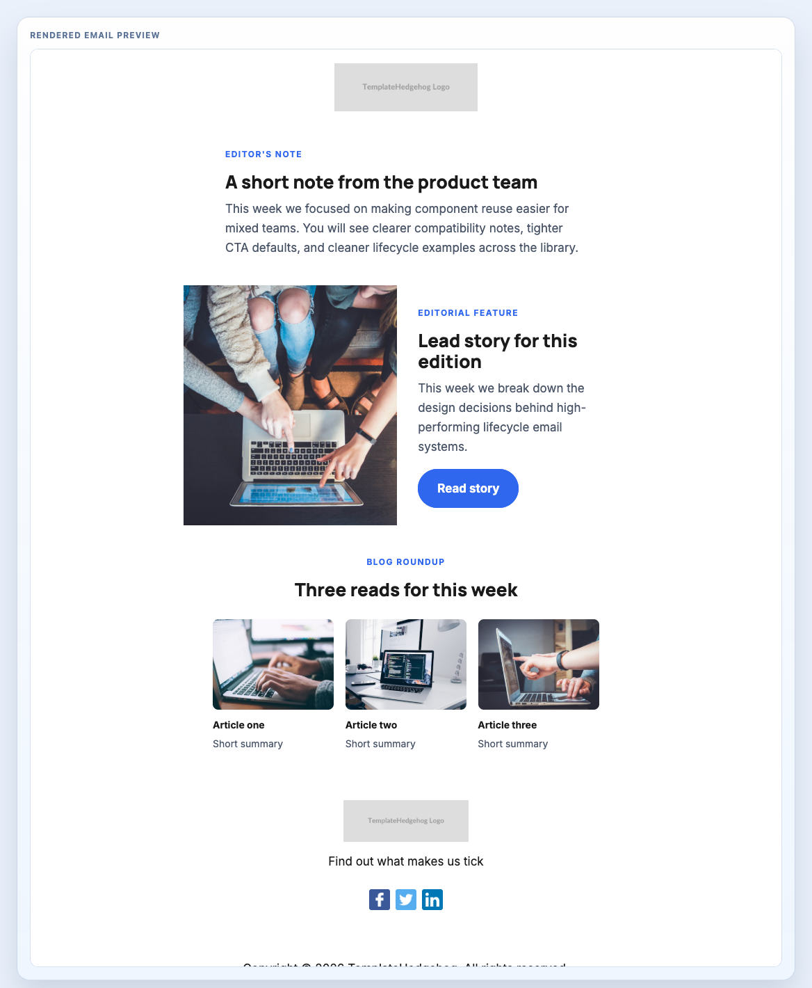 Editorial Newsletter System preview