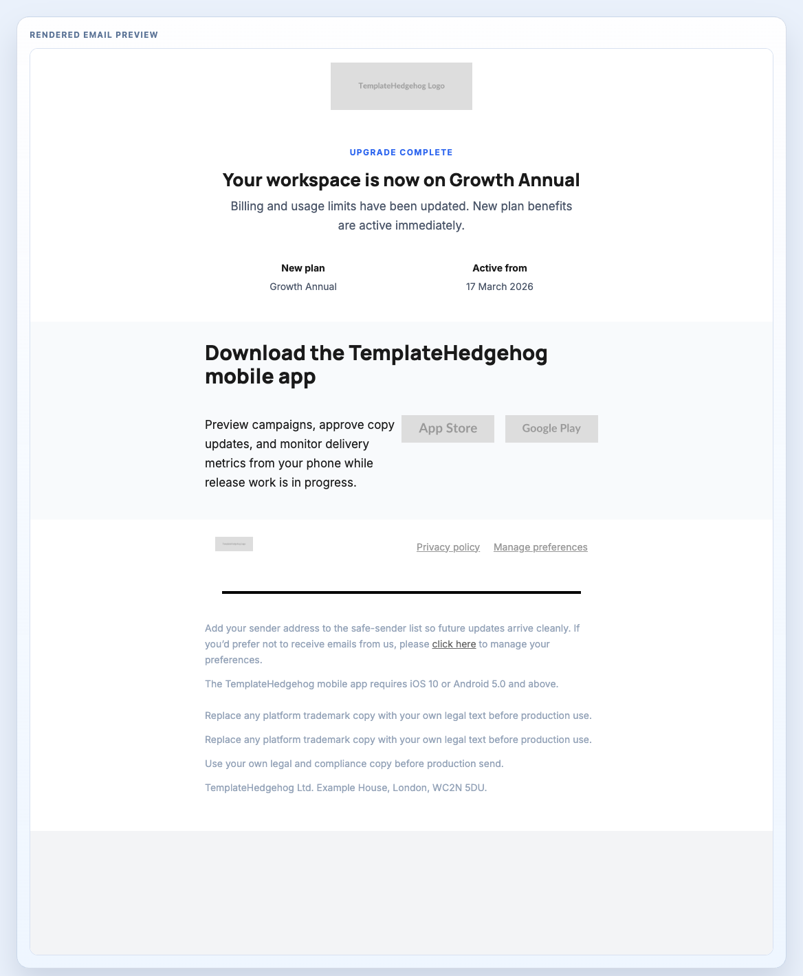 Upgrade Confirmation System preview