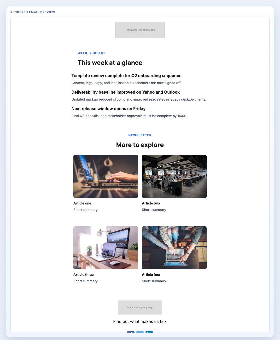 Weekly Digest System preview